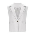 thumbnail image 7 of UAMVSH Women's Cropped One Button Blazer Vests Lightweight Sleeveless Jackets Tank Tops Casual Office Work Waistcoat with Pockets(X-Large,White), 7 of 7
