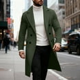 thumbnail image 2 of CharmCyan Mens Trench Coat Notch Lapel Double Breasted Peacoat Wool Blend Casual Long Overcoat Army Green L, 2 of 2
