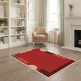 thumbnail image 2 of ODIKA 4'x6' Washable Area Rug Deep Red Beige Geometric Art Bold Modernist with Stripes and Circles for Bedroom, Reading Nook, Pet Friendly & Non-Shedding, 2 of 7