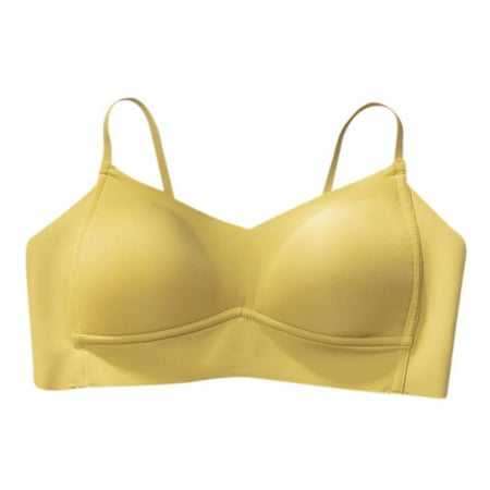 

LAST CLANCE SALE! Breathable Wireless Bra Full-Coverage Wirefree T-Shirt Bra Comfortable Wirefree Bra Yellow 40