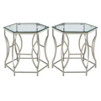 Home Square Annette Contemporary Metal End Table in Chrome - Set of 2