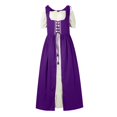thumbnail image 4 of Womens Halloween Costumes 2024 Cosplay Gothic Dresses Women's Solid Color Dress Waist Square Collar Two-piece Cos Dress, 4 of 4