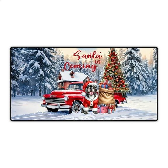 Santa is Coming French Bulldog Merry Christmas Xmas Noel Truck Tree Desk Mat Full Keyboard Mouse Pad Dog Lover Gifts Large Mousepad - 02023