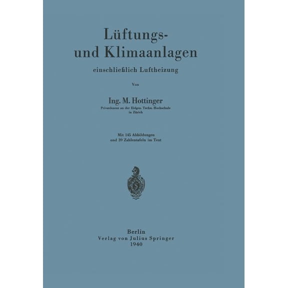 LÃ¼ftungs- Und Klimaanlagen EinschlieÃlich Luftheizung, (Paperback)