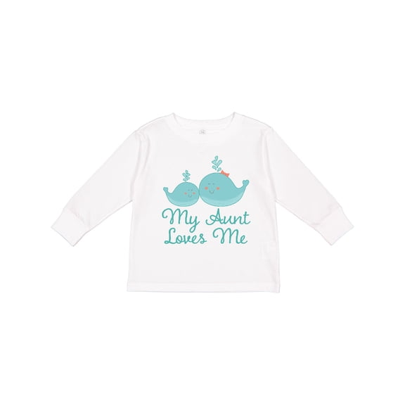 Inktastic My Aunt Loves Me Whale Boys or Girls Long Sleeve Toddler T-Shirt