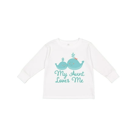 

Inktastic My Aunt Loves Me Whale Gift Toddler Boy or Toddler Girl Long Sleeve T-Shirt