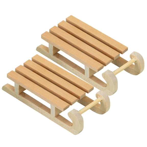 FUTUREORYY 2Pcs Mini Sleigh Model Sleigh Shape Birch Material For Toy Sleigh And Christmas Decorations