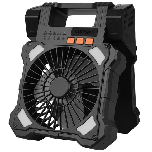 Solar-Powered Fan with LED Light, 20000mAh, 8-Inch Cordless, 7W, Rechargeable for Outdoor, Power Outage