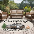 thumbnail image 4 of Camper Van Round Area Rug 8Ft Washable Large Circle Rugs for Living Room Dorm, Modern Vintage Camping Burlap Rustic Non-Slip Carpet Floor Mats Indoor Outdoor Carpet Runner Aesthetic Home Decor, 4 of 8