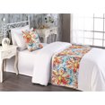 thumbnail image 2 of Floral Bed Runner Set, Grungy Blossoming Abstract Petals of Summer Colorful Fun Nature Print, Decorative Bedding Scarf & a Pillow Sham for Hotels Homes, Twin, Vermilion Blue Mustard, by Ambesonne, 2 of 3