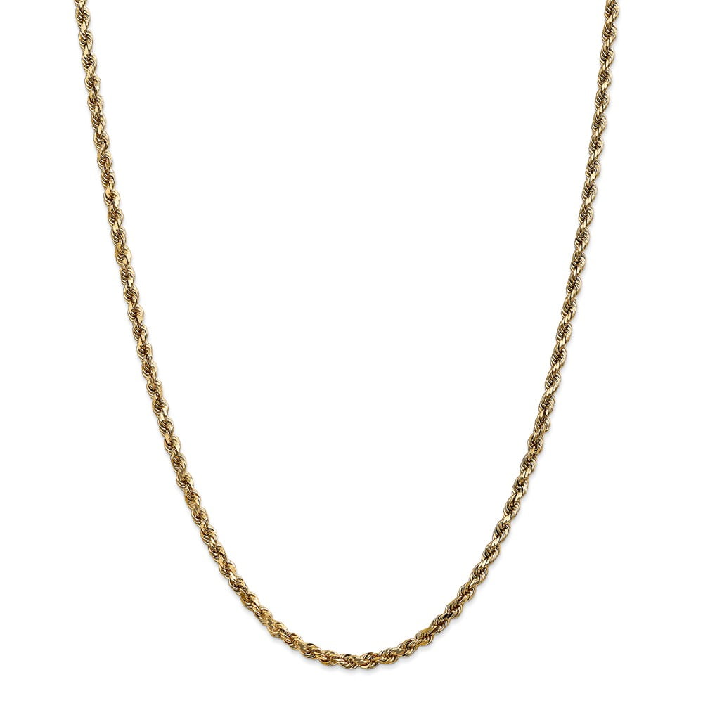 Leslie's Real 14kt Yellow Gold 3.5mm Diamond-Cut Lightweight Rope Chain; 24 inch; for Adults and Teens; for Women and Men