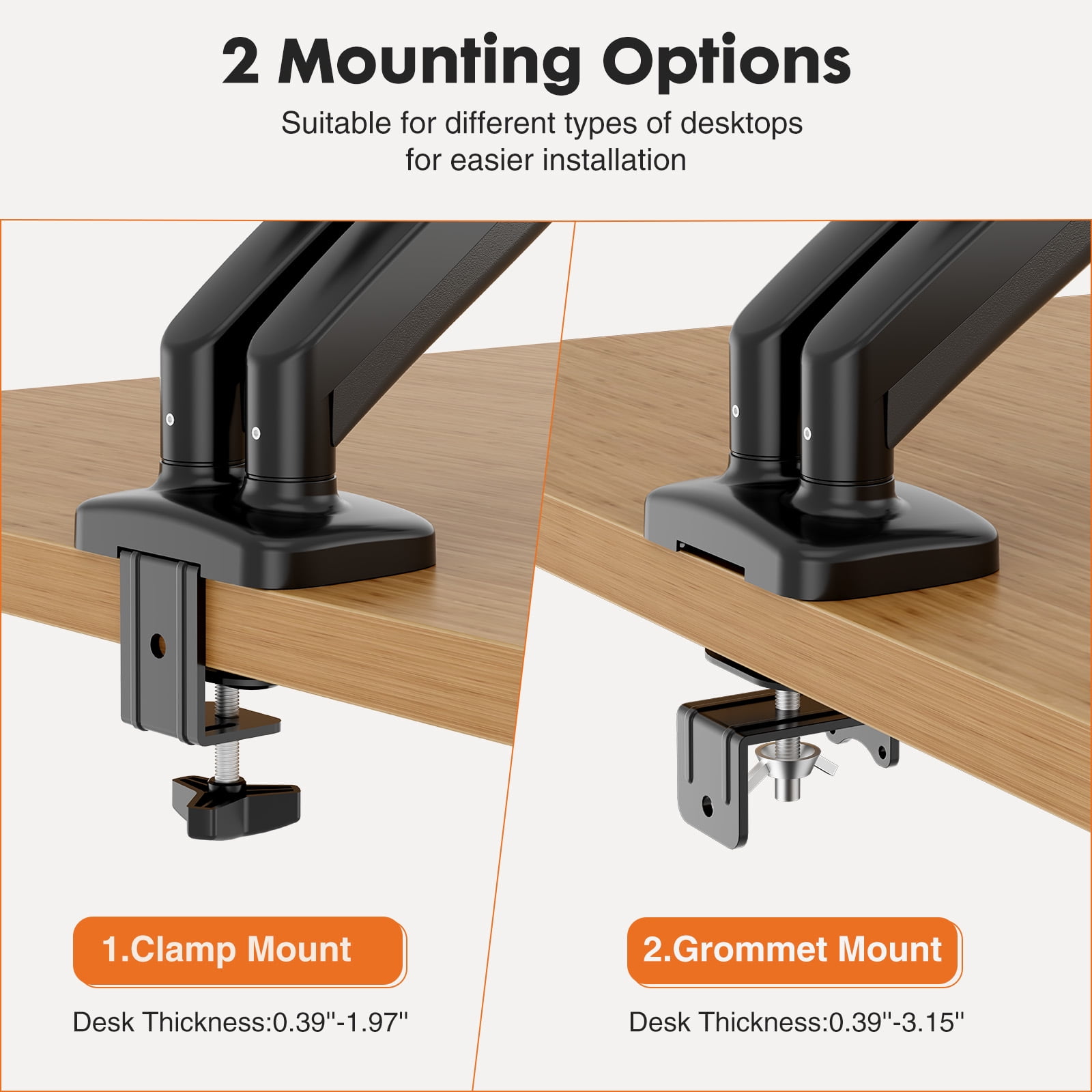 EDX  Dual Monitor Stand, Adjustable Spring Desk Mount for 13-32 inch Computer Screens and Holds up to 17.6lbs
