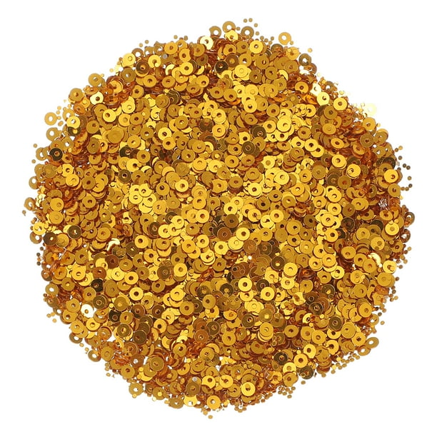Uxcell 10 Pcs 100g Flat Sequin Paillettes 0.12" Flat Round Loose Sequin with Single Holes for DIY Crafts Dark Gold