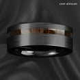 thumbnail image 6 of Tungsten Rings for Men Wedding Bands for Him 8mm Black Brushed Off Center Koa Wood, 6 of 8