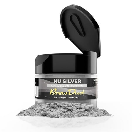 Brew Dust – Nu Super Silver Edible Drink Powder – Silky Swirl Beverage Safe 4g Jar Brew Dust – Nu Super Silver Edible Drink Powder – Silky Swirl Beverage Safe 4g Jar