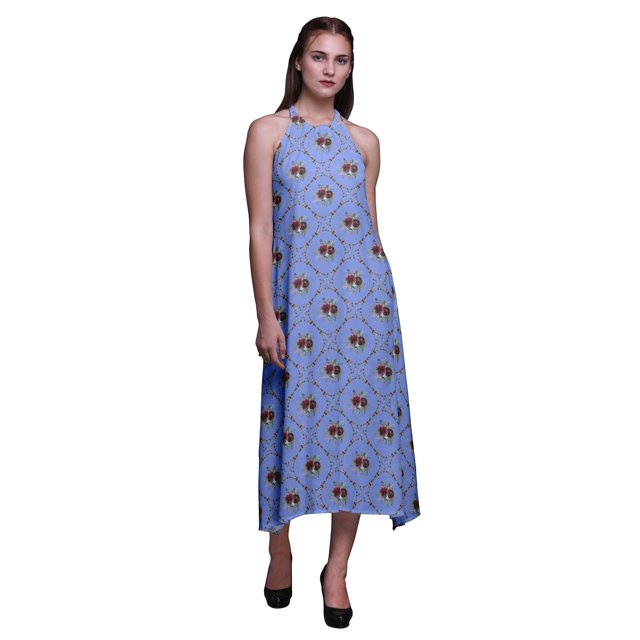 Bimba Robe de Soirée d'Été Dos Nu à Col Halter pour Femmes, Taille Moyenne