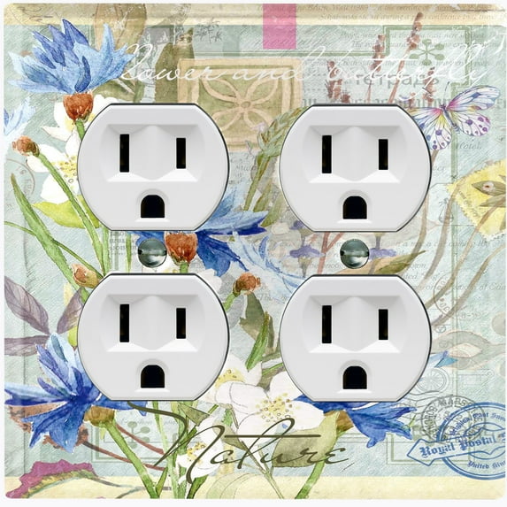 Metal Light Switch Plate Cover Floral Nature Postcard Newspaper Damask FLW091