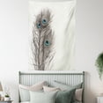 thumbnail image 4 of Peacock Tapestry, Feathers of Exotic Bird on White Backdrop Bohemian Wildlife Composition, Wall Hanging for Bedroom Living Room Dorm Decor, 40W X 60L Inches, White Taupe and Blue, by Ambesonne, 4 of 5