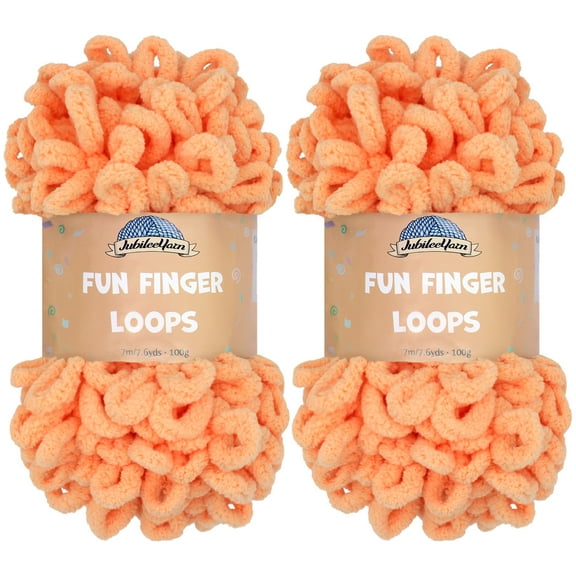 JubileeYarn Fun Finger Loops Yarn - Jumbo Polyester - 100g/Skein - Nectar - 2 Skeins