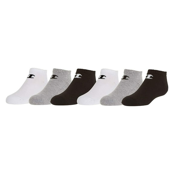 Champion Kids 6-Pack Socks in Quarter or Low Cut, LowCut_Asstorted, 5-7