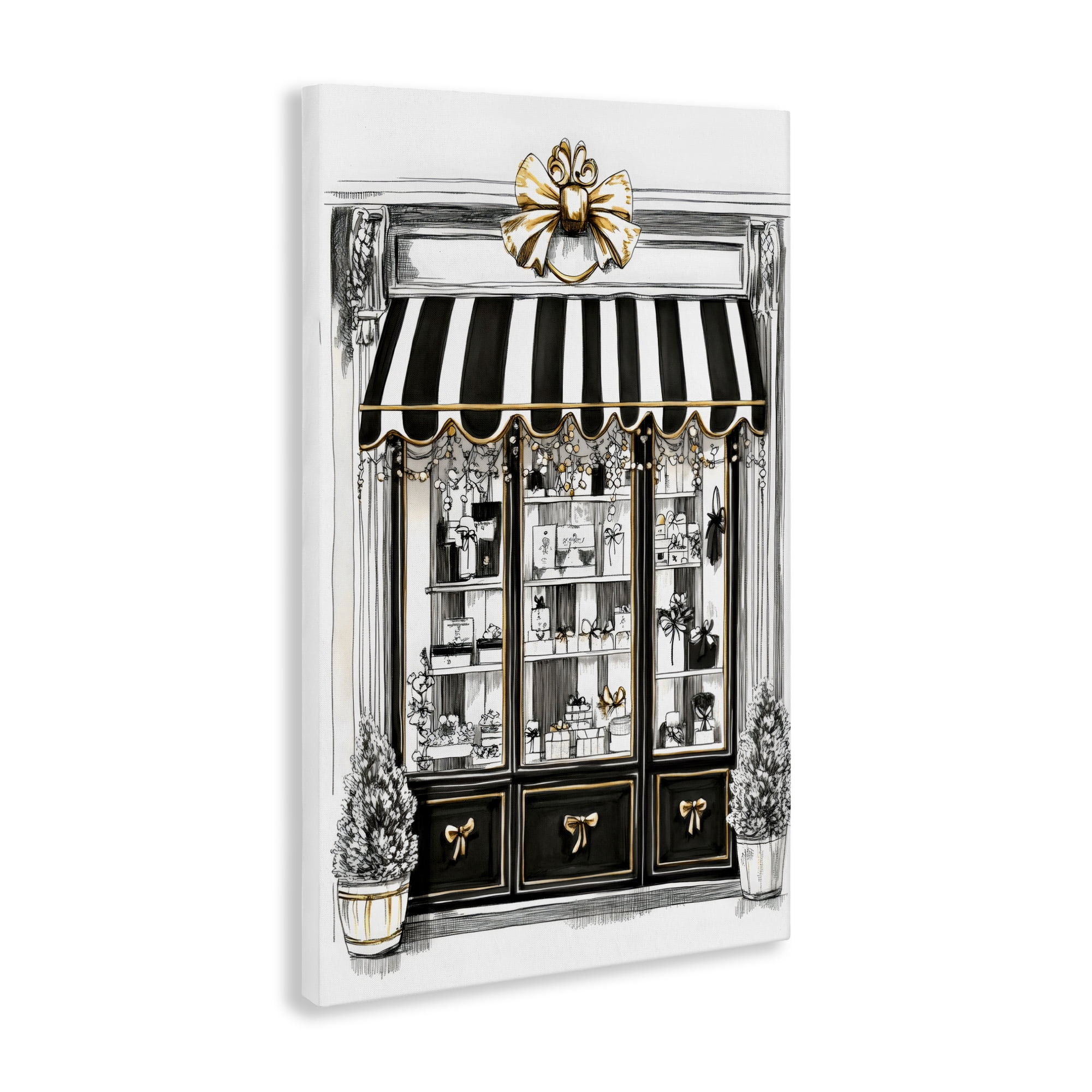 Stupell Industries Striped Paris Shop Facade Canvas Wall Art, design by Petal Prints Design