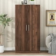 thumbnail image 3 of EUROCO Modern 67.3” Armoire Wardrobe, 2 Door Cabinet Storage Closet with Clothing Rod and Shelves, 3-Tier Shelf, Espresso, 3 of 11