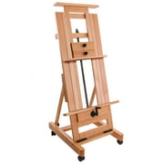U.S. Art Supply Double Rocker Crank Heavy Duty XL Wooden Studio Floor Easel - Sturdy Double Mast Adjustable H-Frame