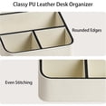 thumbnail image 4 of RVKXHD Remote Control Holder, PU Leather Small Desk Organizer with 4 Compartments, Nightstand Organizer Desk Caddy for Remote, Notepad, Phone, Glasses, and Accessories (Cream), 4 of 14