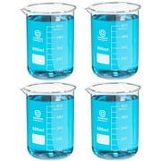 4-Pack of Glass Beakers, 600mL - Education and Research Equipment for Industrial and Academic Labs - Made from Borosilicate Glass - Hospital, Pharmacy, Science and Chemistry Classroom Supplies
