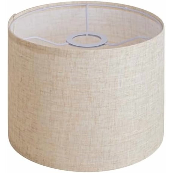 Beige Linen Small Drum Lampshade, 8.66" Top x 8.66" Bottom x 7.87" High Lamp Shade, Lamp Shade Replacement for Table and Floor Lamps, Pendant Light, Handcrafted Lampshade, Easy Assembly$$