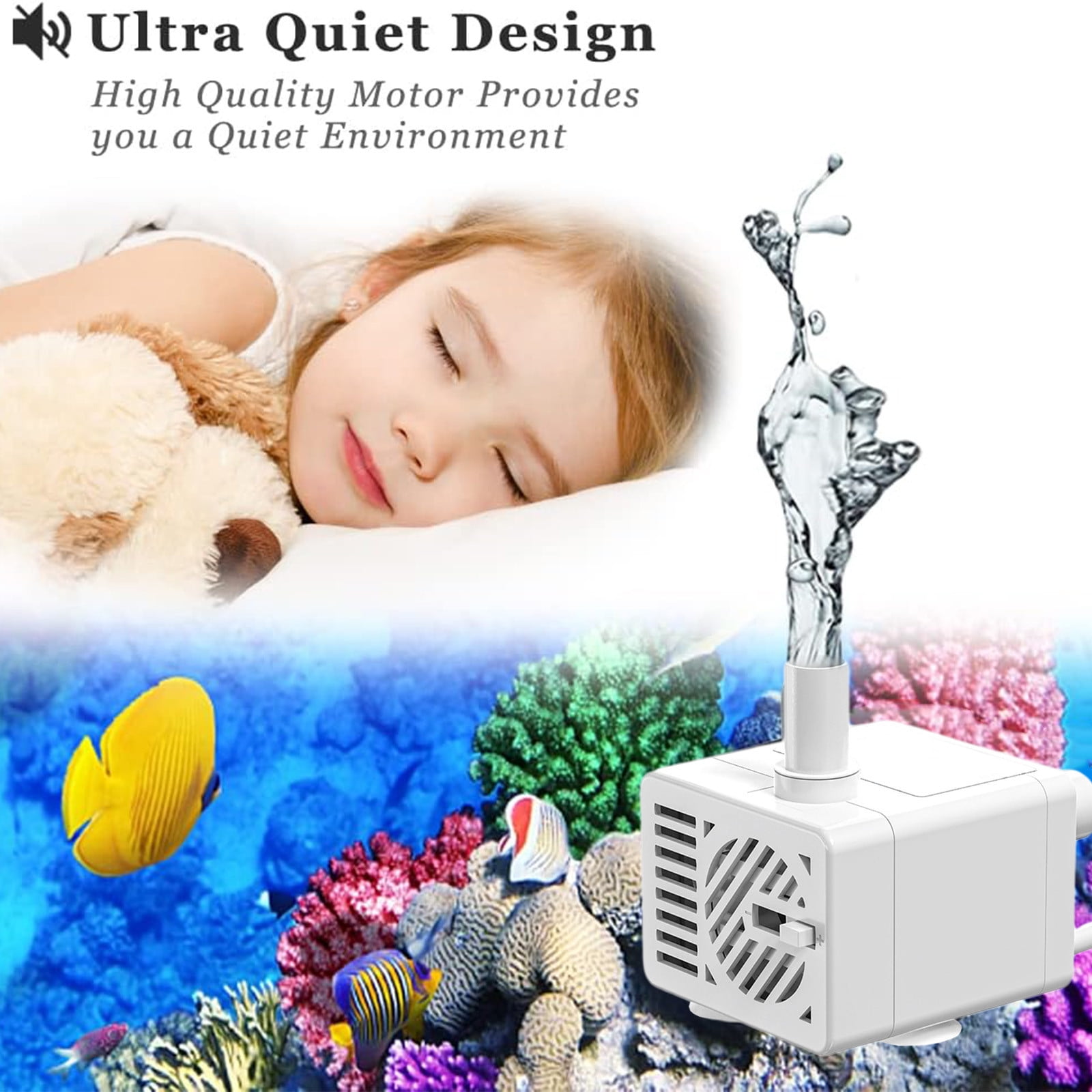 3 Set of 5V USB Mini Submersible Water Pump High Lift Submersible Pump With Water Pipe For Pet Fountains Aquarium Fish Tank Pond Fountains Hydroponics