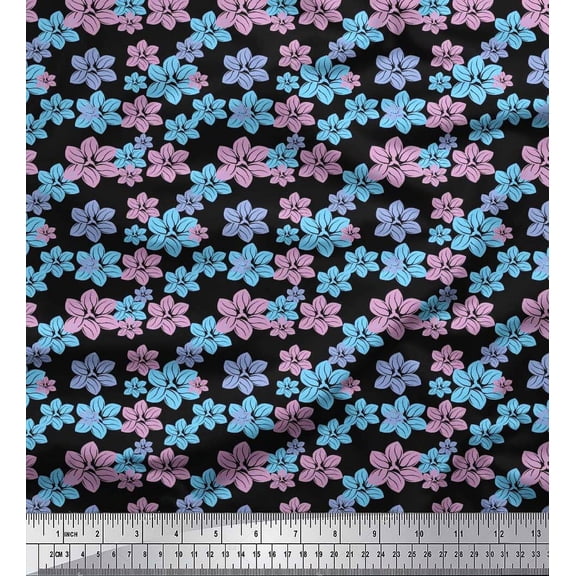 Soimoi Cotton Duck Fabric Artistic Floral Printed Craft Fabric by the Yard 42 Inch Wide