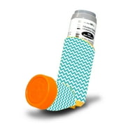 Skin Decal Wrap Compatible With Proventil HFA Asthma Inhaler Sticker Design Turquoise Chevron