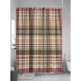thumbnail image 5 of Red Brown Plaid Shower Curtain, Country Farmhouse Checkered Bathroom Decor Curtains Set with Hooks, Waterproof Fabric Home Accessories， Stall 48 X 72 Inch, 5 of 6