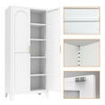 thumbnail image 4 of 71" Metal Storage Cabinet with Doors and Adjustable Shelves for Kitchen,Bedroom,Living Room,White, 4 of 7