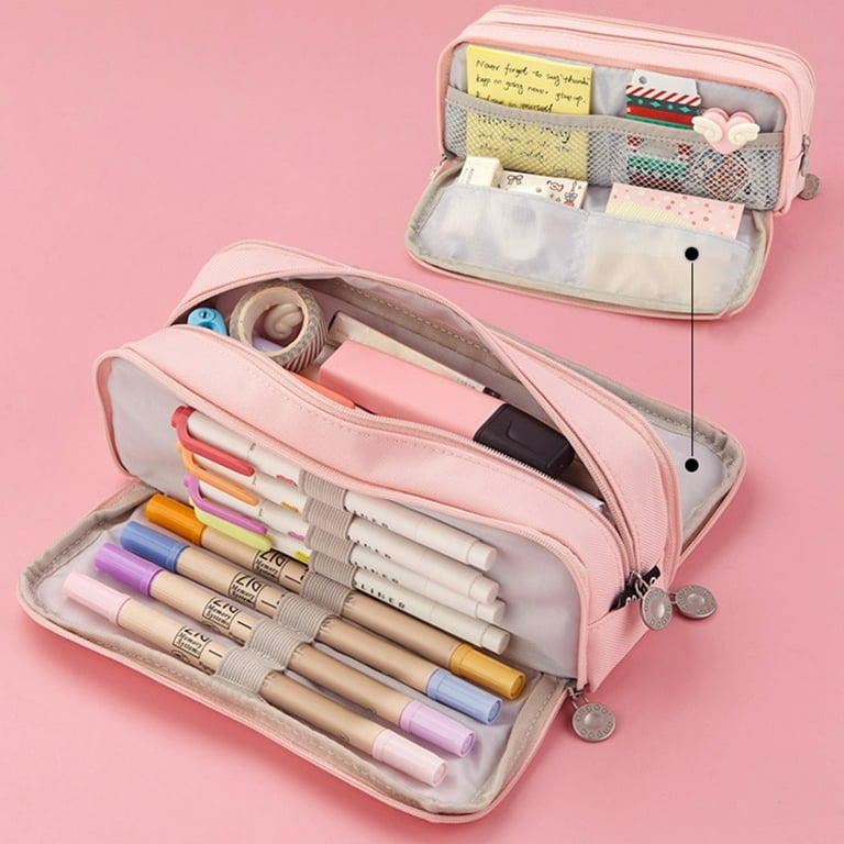 Eummy Pencil Case Large Capacity Pen Bag 3 Compartment Pen Pouch Organizer Portable Stationery Bag Holder with Zipper for School Teen Girl Boys Adults