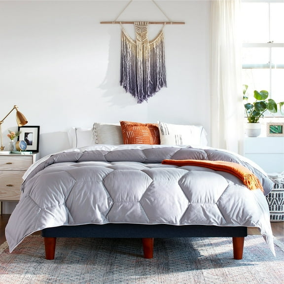 Layla Down Alternative Comforter | All Season Duvet | Premium Luxury Cotton Hexagon Pattern (Gray, Twin/Twin XL)