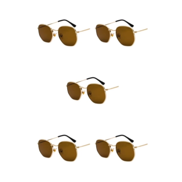 Sonducket Gafas de sol hexagonales de moda, montura ligera, lentes polarizadas, protección Unisex, materiales de PC, escamas de té dorado C5 Type2 NO2
