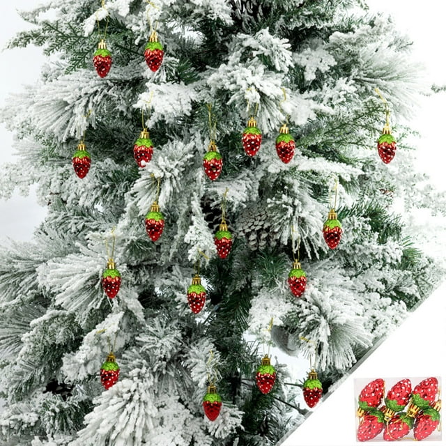 Meitianfacai Christmas Decorations Clearance Christmas Tree Decoration Alien Strawberry Painted Decorations Christmas Pendants Props Christmas Gifts 6PCS