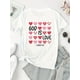 thumbnail image 2 of Women's Inspirational Love Graphic T-Shirt - White with Pink Hearts and Mushrooms, Comfortable Polyester Blend, Casual Round Neck Short Sleeve, Perfect for Casual Attire, 2 of 6