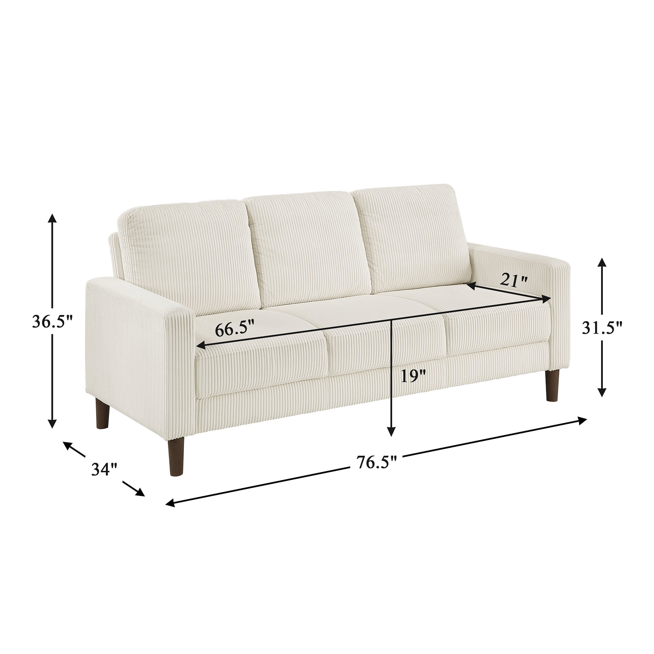 OakvillePark Mapleholt Corduroy Sofa, Beige
