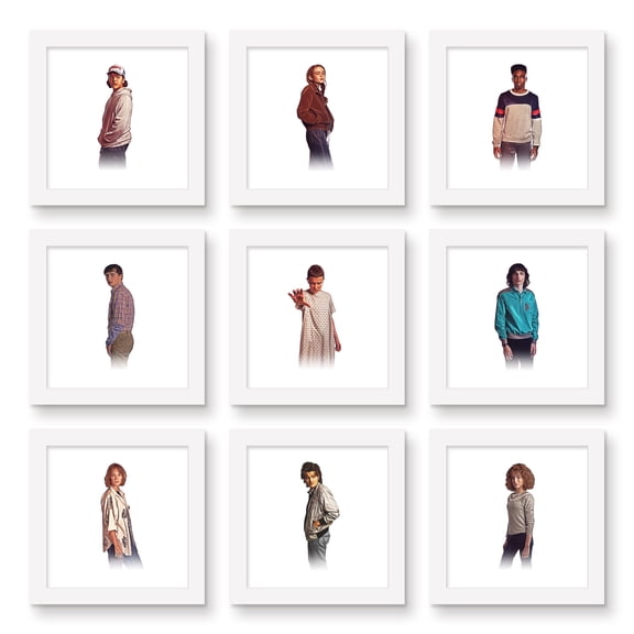Gallery Pops Netflix Stranger Things: Season 4 - Characters Wall Art Bundle (9-Pack), White Framed Version, 12" x 12"