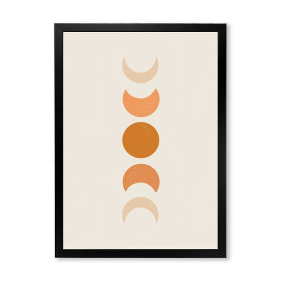 Designart 'Minimalist Different Moon Phases' Modern Framed Art Print