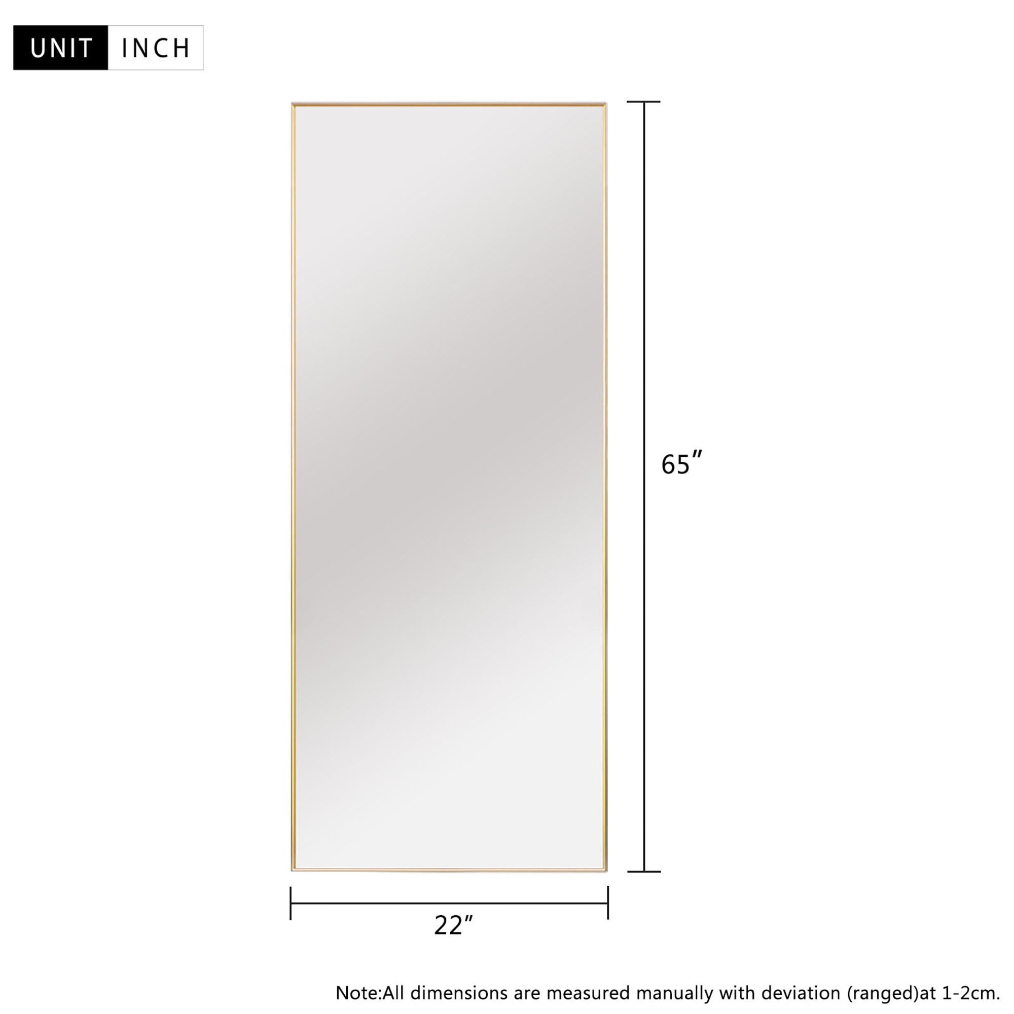 22" x 64" Gold Modern Floor Mirror