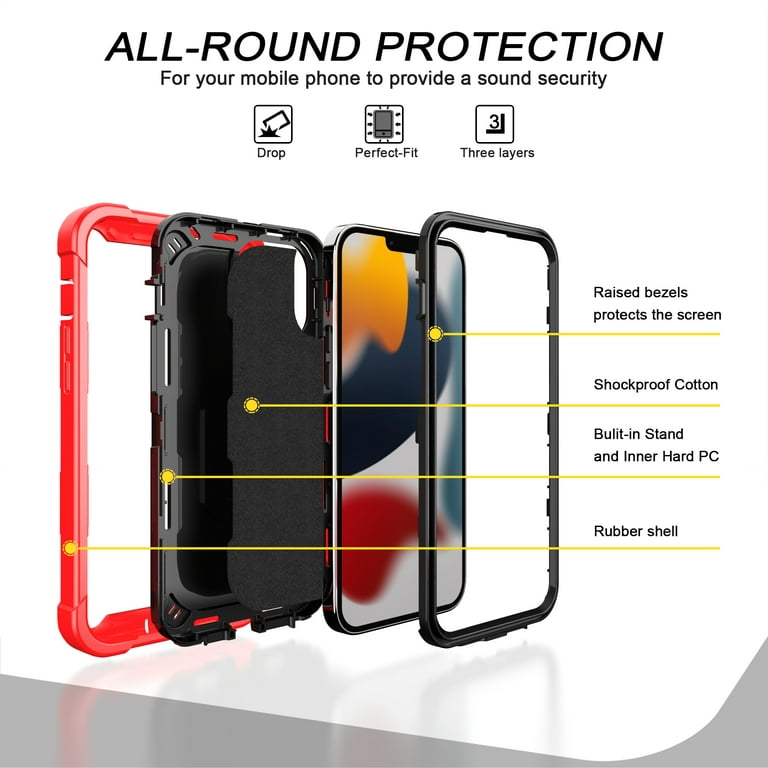 HoneyAKE Compatible with iPhone 13 Pro Max Case with Kickstand Women Girls  Soft TPU Shockproof Protective Heavy Duty Metal Reinforced Square Phone