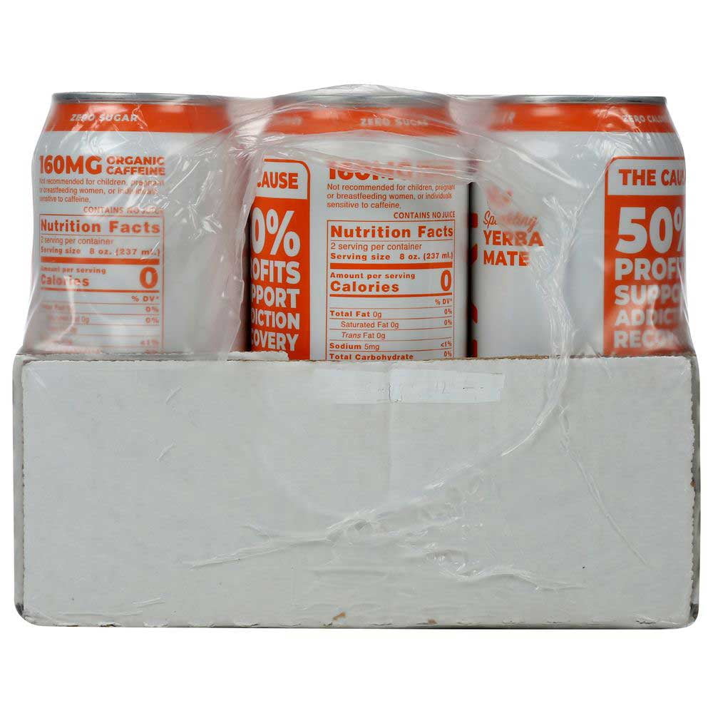 Clean Cause Organic Zero Calorie Orange Ginger Sparkling Yerba Mate, 16 Fluid Ounce -- 12 per Case.