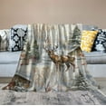 thumbnail image 2 of COMIO Deer Blanket Watercolor Wild Animal Snow Forest Rustic Farmhouse Winter Cabin Soft Cozy Lightweight Throw Blanket for Bedroom Living Room Dorm Chair Sofa Travel, 2 of 6
