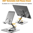 thumbnail image 4 of 360 Rotatable Cell Phone Stand for Desk, Foldable and Adjustable Aluminum Metal Phone Holder, Compatible with iPhone 14/14 Plus/14 Pro/14 (Silver), 4 of 4