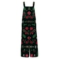 thumbnail image 3 of Women's Christmas Printed Jumpsuit - Loose Casual Versatile Romper, Army Green Size L, 3 of 6