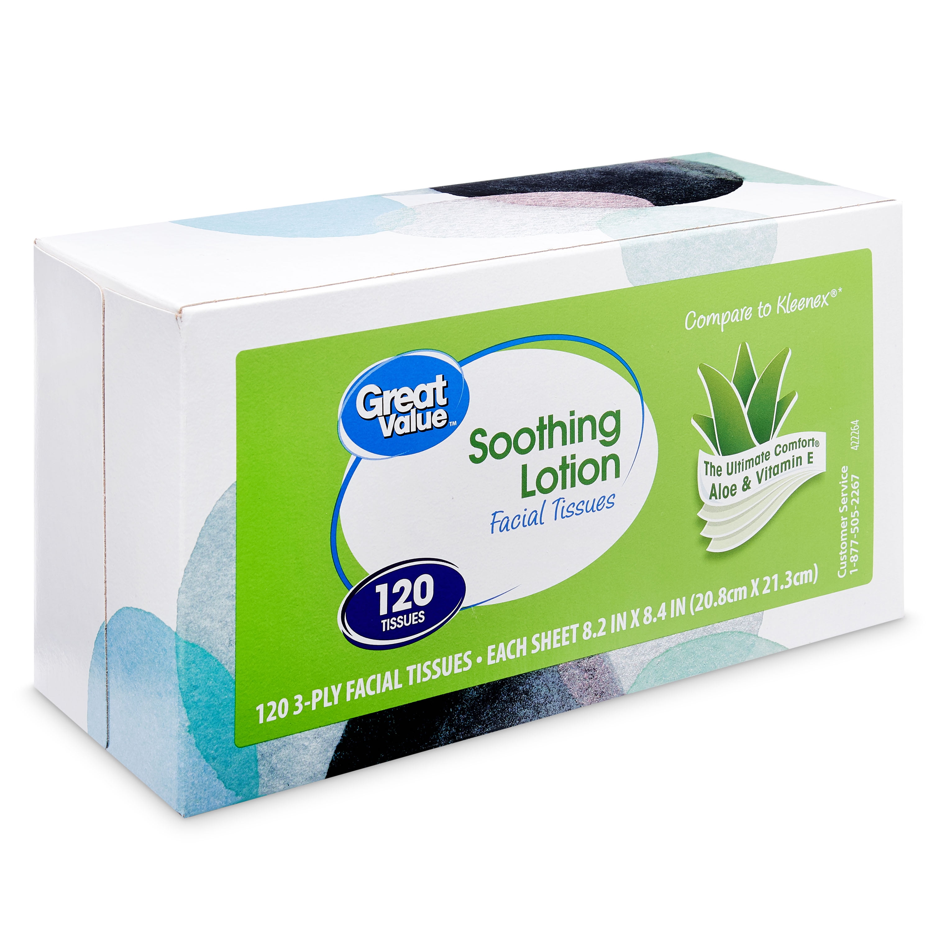 Great Value Soothing Lotion 3Ply Facial Tissue, 120 Sheets Walmart